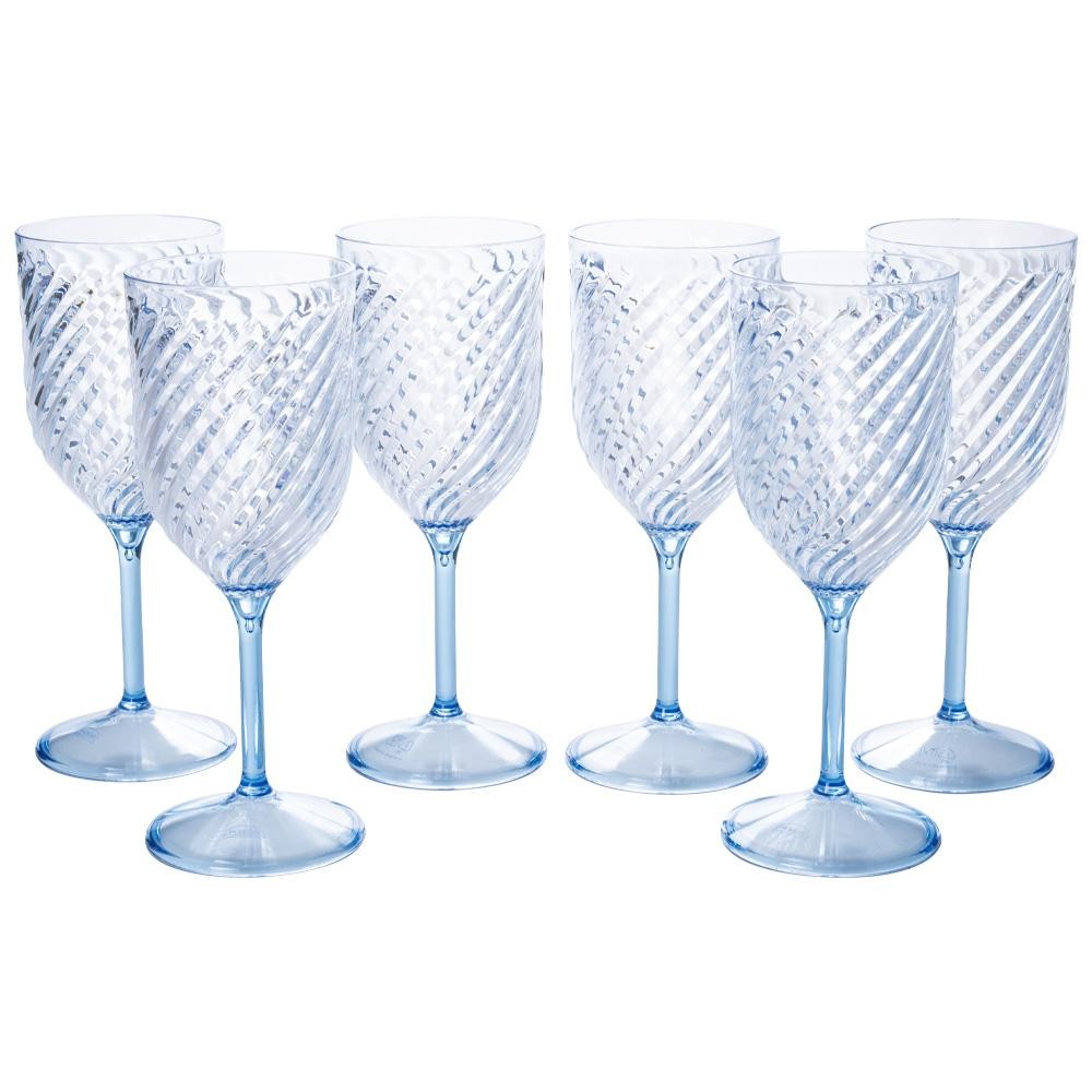 Jogo de Taças de Vinho 6 Peças Twist Azul Plástico 360 ml Plasútil em Oferta na Shopee