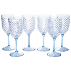 Jogo de Taças de Vinho 6 Peças Twist Azul Plástico 360 ml Plasútil
