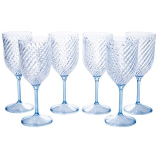 Jogo de Taças de Vinho 6 Peças Twist Azul Plástico 360 ml Plasútil em Oferta na Shopee