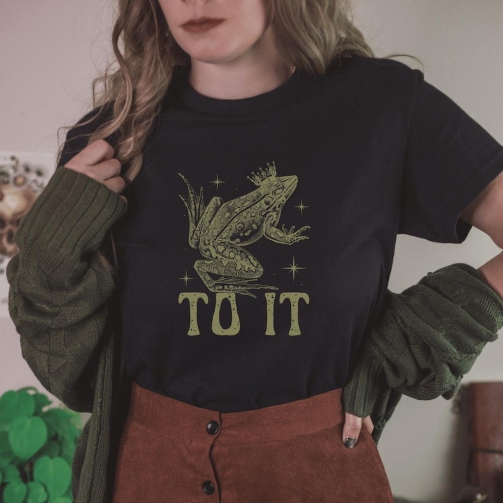 camiseta unissex oversized streetwear estampa Frog Shirt Frog Prince Shirt algodão Preto T-shirt