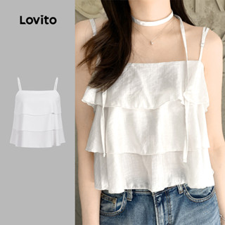 (New) Lovito Blusa Casual com Camadas em Camadas para Primavera/verão Branca para Mulheres L143ED211 em Oferta na Shopee