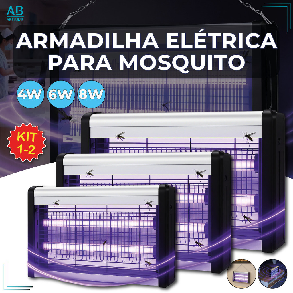 Armadilha Elétrica para Mosquito 4W 6W 8W Mata Insetos Luminária Led com Suporte para Parede em Oferta na Shopee