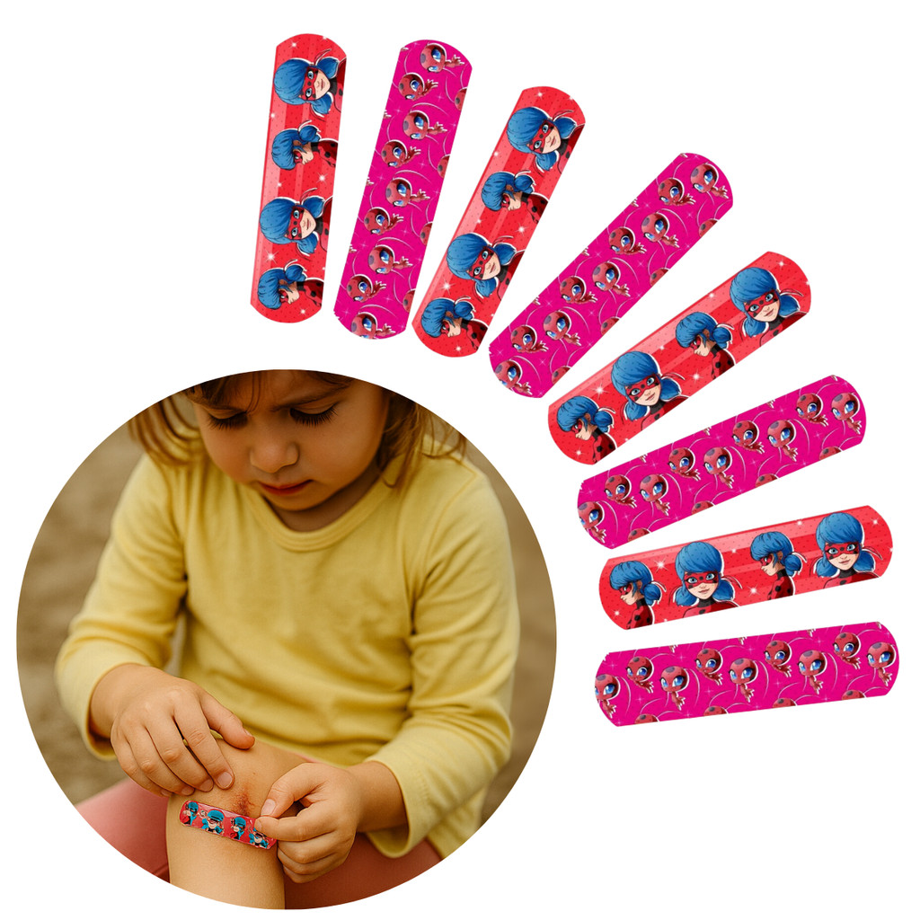 Kit 3 Caixas Curativo Adesivo Ladybug Multi Saúde 8un Cada (24 Total) Respirável e 2 Estampas