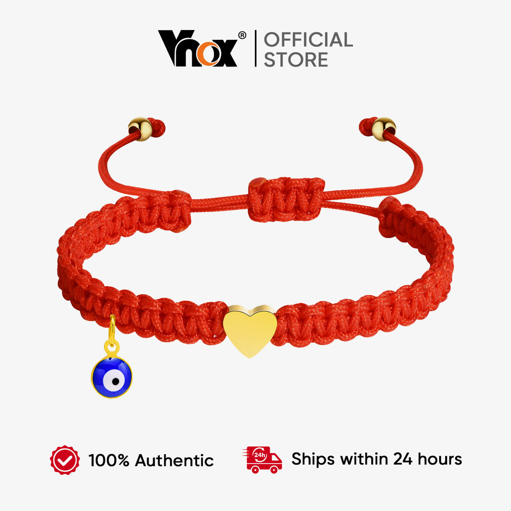 Vnox Acessório De Coração Dourado Pulseira Com Pingente De Olho Do Diabo Para Bebês Meninas Meninos , Impermeável Infant