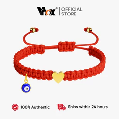 Vnox Acessório De Coração Dourado Pulseira Com Pingente De Olho Do Diabo Para Bebês Meninas Meninos , Impermeável Infant