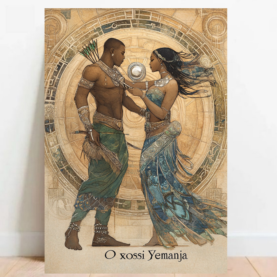Quadro Placa decorativa Oxossi e Yemanja Orixá Umbanda Candomblé Decorativo Oxalá 06