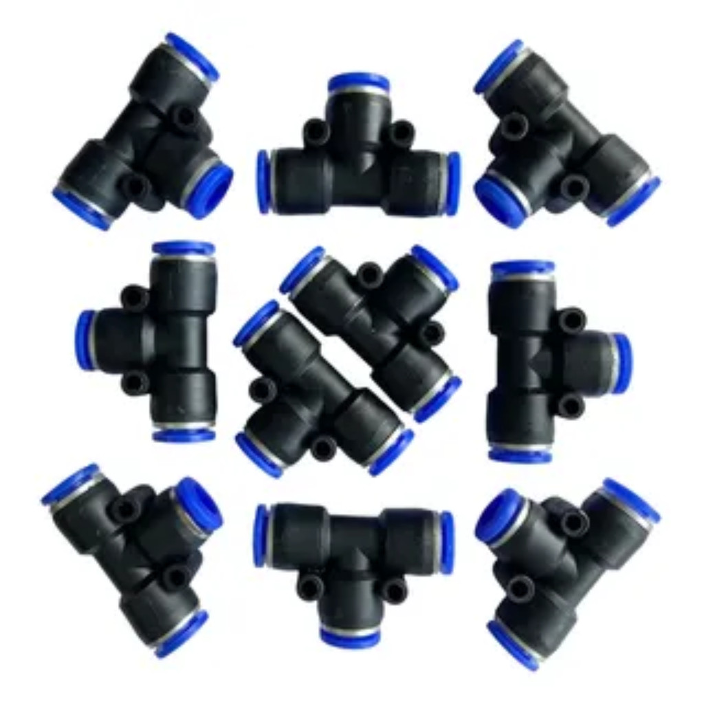 Kit 10 União Emenda T Pu 4mm 6mm 8mm 10mm 12mm 16mm Pneumática Engate Rápido
