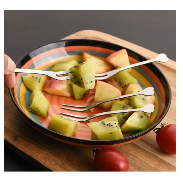 Garfinhos Kit 96 Para Petisco Coração Inox Mini Garfo Petiscos Fondue Queijo Frutas lanches