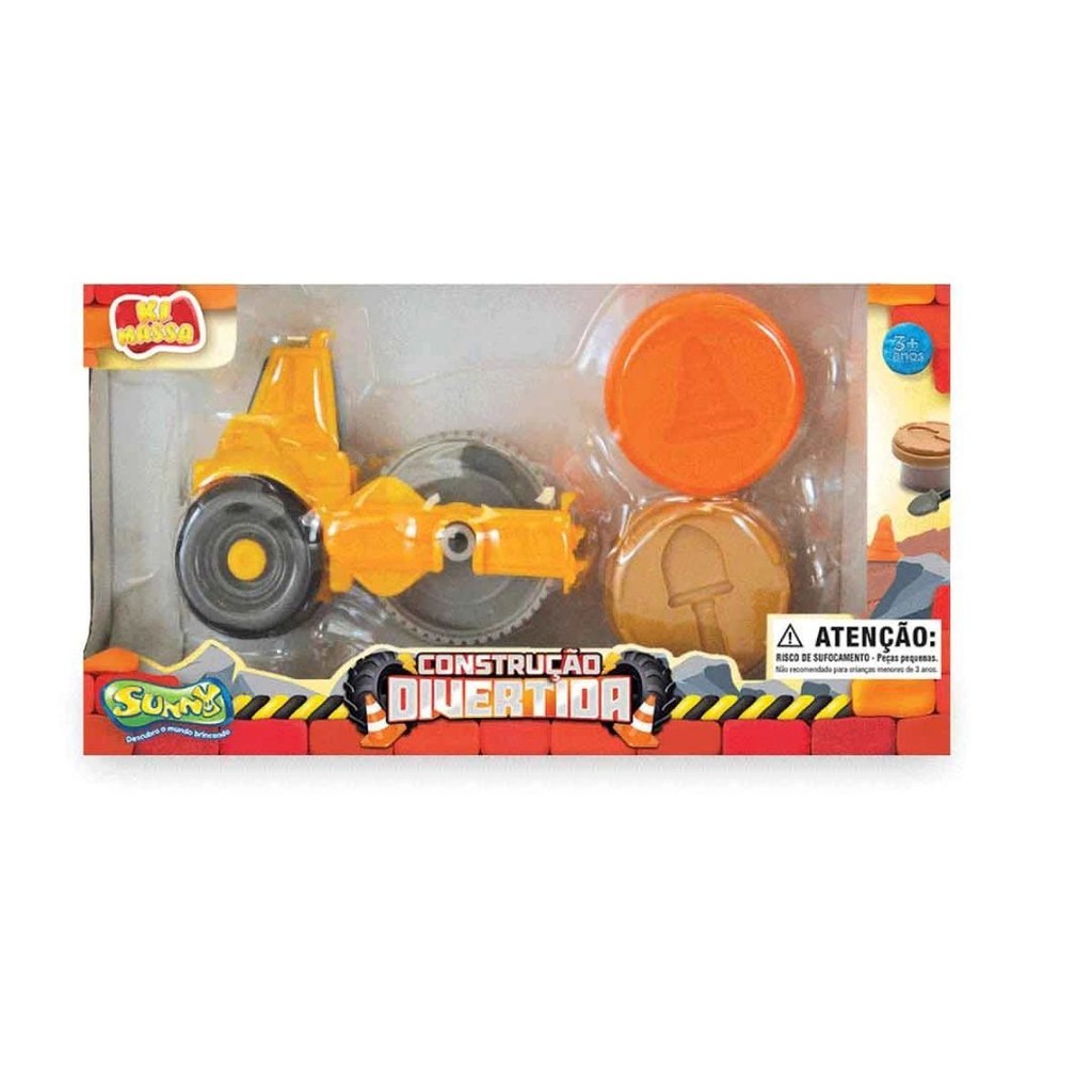 Construção Divertida Ki Massa com Rolo Compactador e 2 Massinhas Sunny Brinquedos