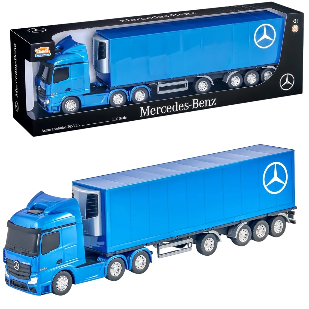 Caminhão Mercedes-Benz Baú Refrigerado 50cm Brinquedo Infantil Rodas Livres e Detalhes Realistas - Colecionável Usual