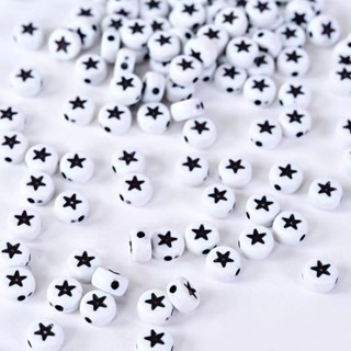 Miçanga Estrela entremeio Redondo Preto Fundo Branco 100 Un para Pulseira Infantil Chaveiro Colar em Oferta na Shopee