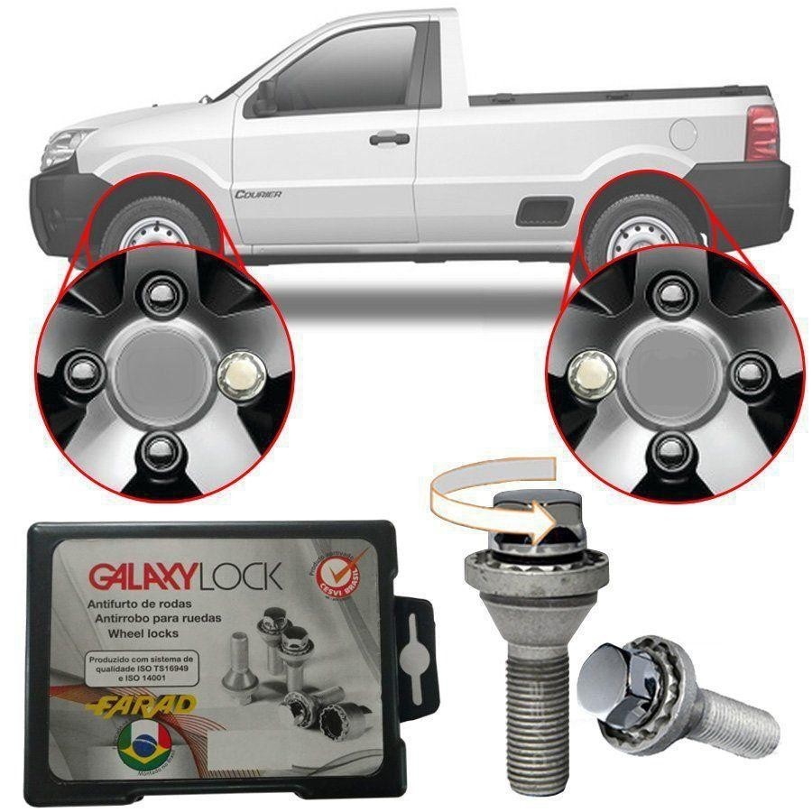 Trava Antifurto Anti Roubo de Roda Parafuso Porca Farad Galaxylock Ford Courier 1997 à 2013
