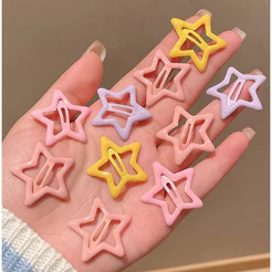 Kit 10 Ate 60 Peças Grampos De Cabelo Estrela Dopamina Cor Doce Para Mulheres Franja Lateral
