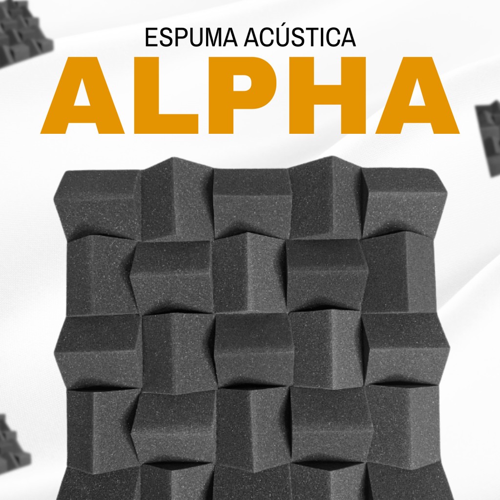 Kit c/ 05 Espuma Acústica Alpha Tratamento Acustico Para Estudios de Musica e Gravação 50x50x7cm