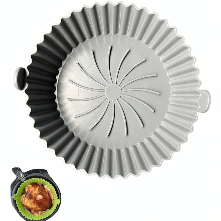 Kit 2 Forma Cesto Silicone Air Fryer Forno Microondas Fritadeira Assadeira Reutilizável Antiaderente