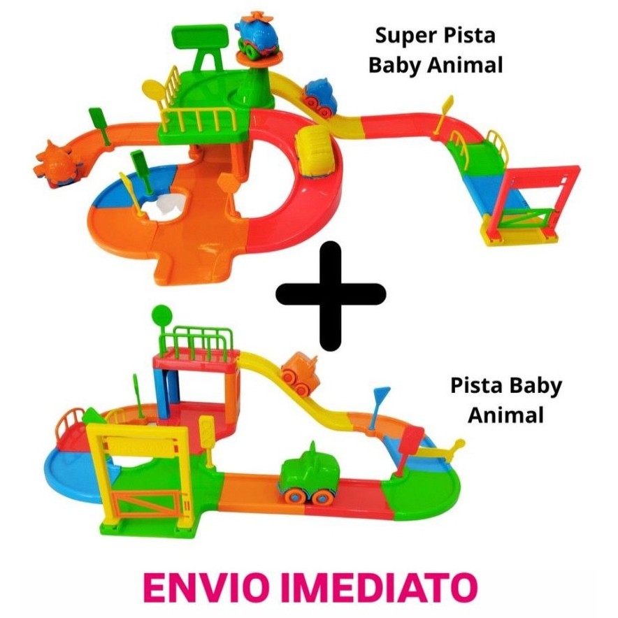 Super Pista + Pista Carrinho Baby Animal Infantil Brinquedo
