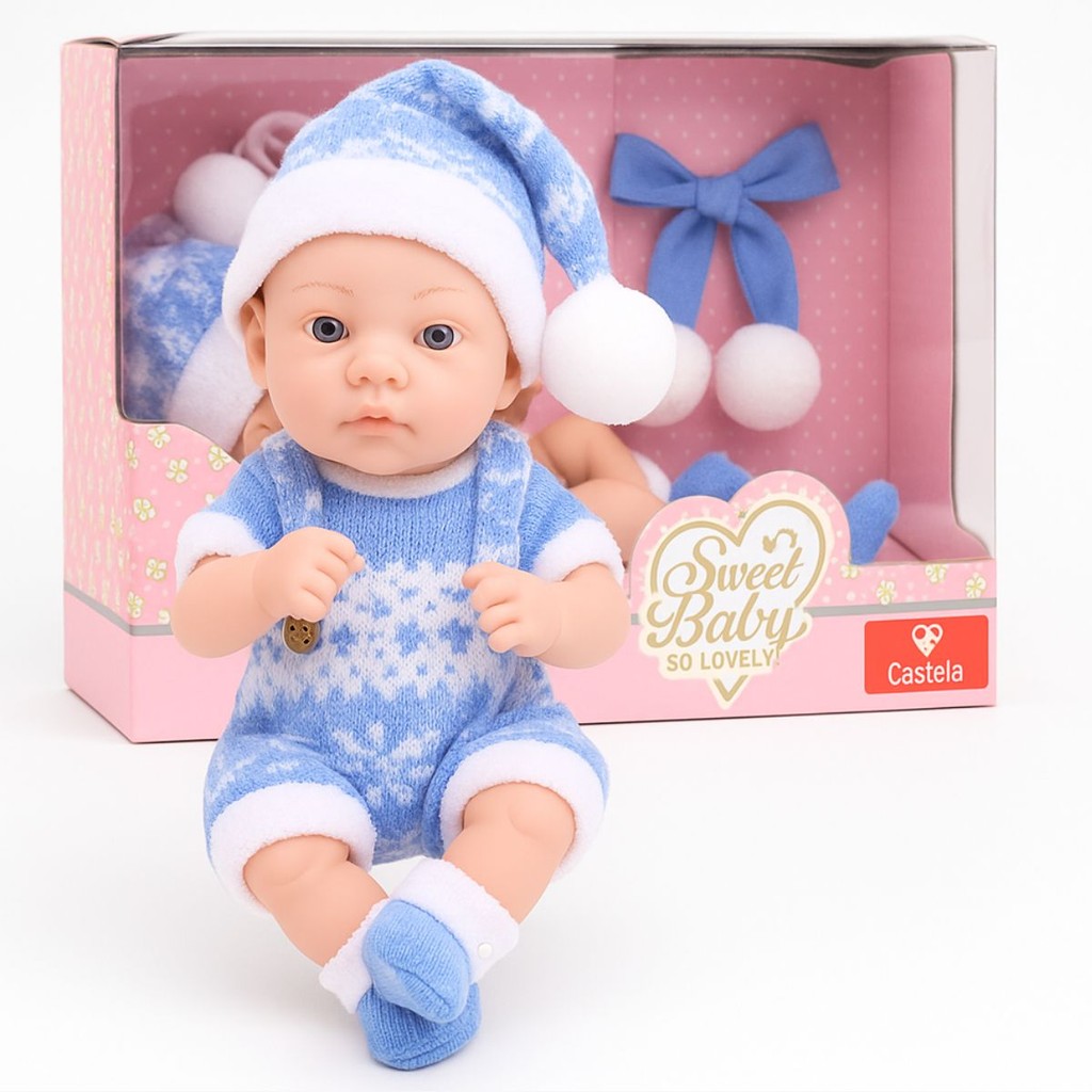 Boneca Bebê Bruninho Roupinha Fashion Azul - Castela em Oferta na Shopee