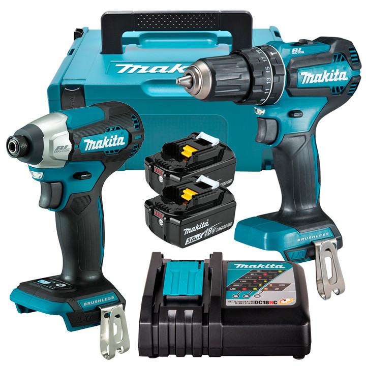 Parafusadeira /Furad 1/2" DHP485 + Parafusadeira Impacto 1/4" DTD157 + 2 Baterias 18V 3Ah + Carregador + Maleta Makita
