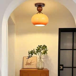 Lâmpada De Teto De Madeira Estilo Século Médio VIMI , Lustres De Vidro Laranja Led Vintage , Vestiário , Corredor , Luz 