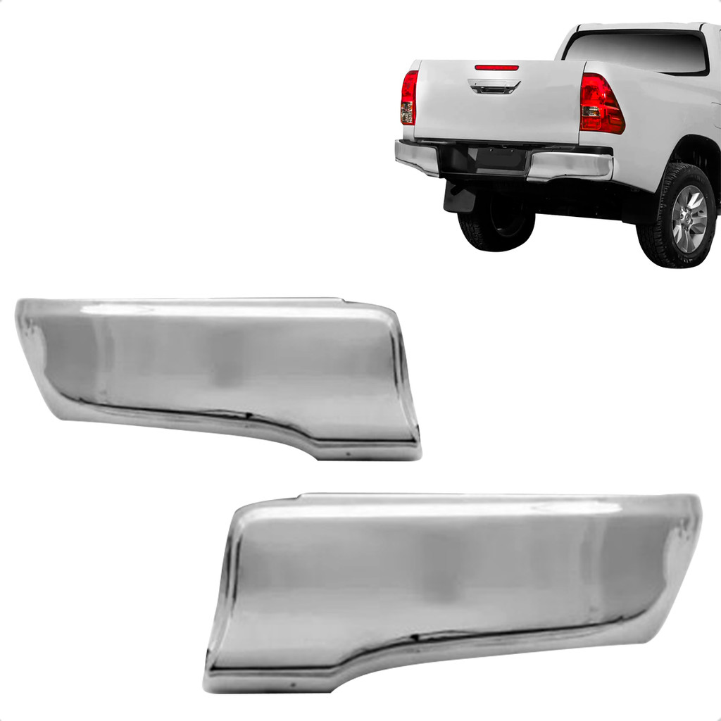 Ponteira Polaina Parachoque Traseiro Hilux Pick-Up 2016 2017 2018 2019 2020 2021 2022 Cromado