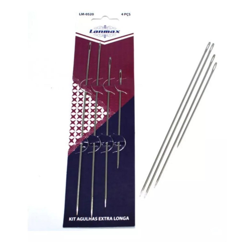 Kit Agulha de mão Extra Longas Para Costurar Boneca 4 Medidas LM-0520 em Oferta na Shopee