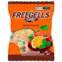 Bala Dura Recheada Chocolate Sortida Freegells 475g - Riclan