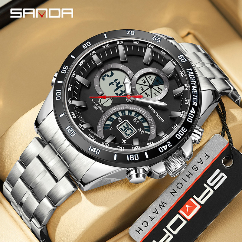 Sanda New Business Trend Men Workplace Watch Esportes Relógio Noturno À Prova D'água D'água SD3175-7