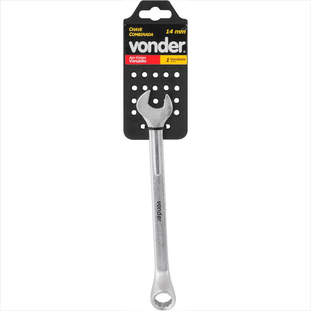 Chave combinada 14 mm aço cromo vanádio encartelada - Vonder