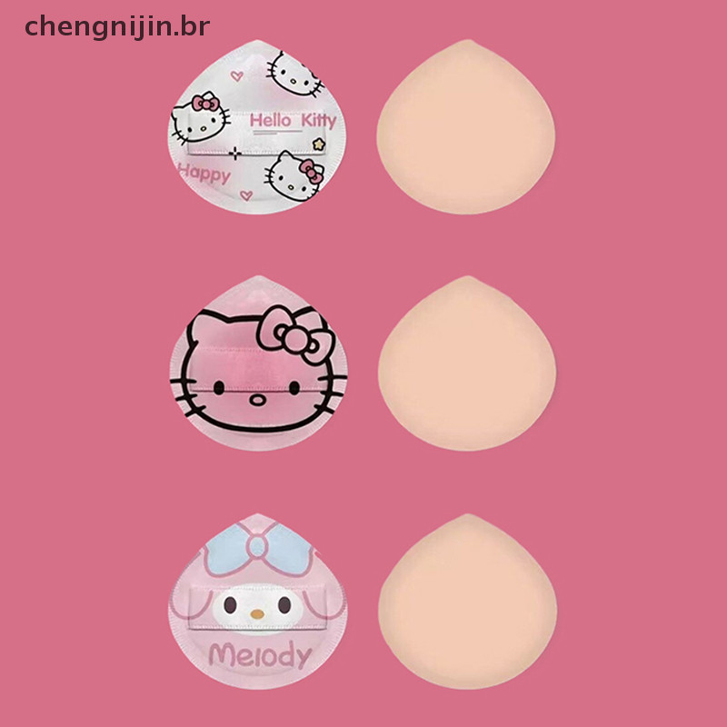 chengnijin 1/2pcs Cartoon Kawaii Sanrio Hello Kitty Melody Pudim Cachorro Maquiagem Sponge Puff Elástica Macia Face Cosmética Beauty Tool BR