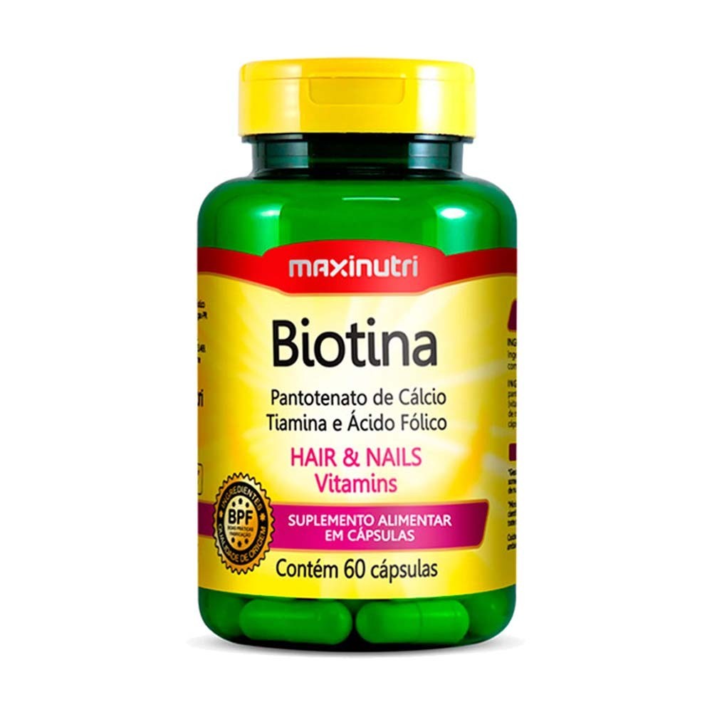Biotina Cabelo Unhas e Vitaminas Maxinutri 60 Capsulas em Oferta na Shopee