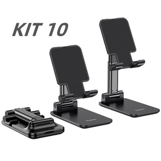 KIT 10 Suporte Para Celular Tabletde de Mesa Articulado Ajustável