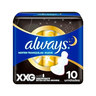 Absorvente Always Noites Tranquilas Seca com Abas 10 unidades em Oferta na Shopee