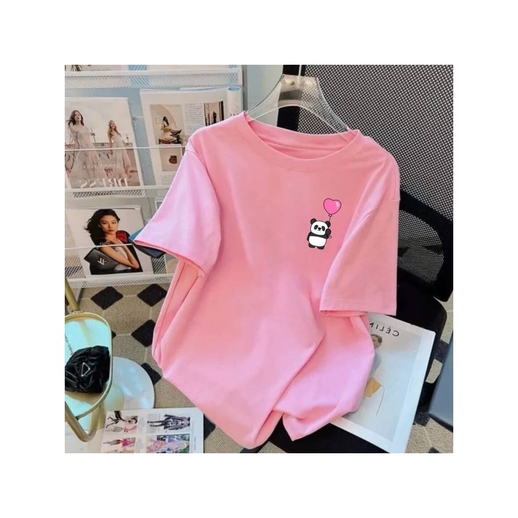 Camiseta Urso Panda Coração Swag Love Unissex Algodão CAMISA Panda coração rosa