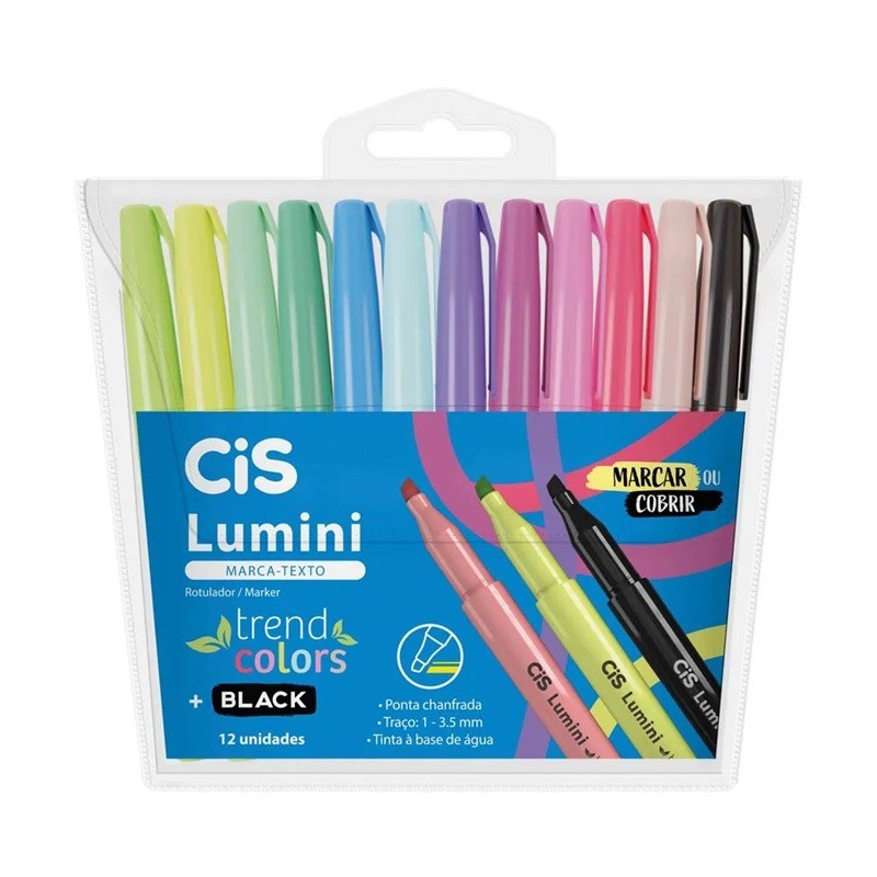Kit Marca Texto Lumini Trend Colors c/12und CIS em Oferta na Shopee