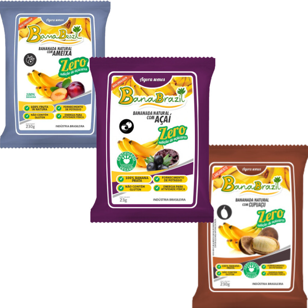 Kit Bananada 03 pacotes Ameixa - Açaí e Cupuaçu - Zero açucares