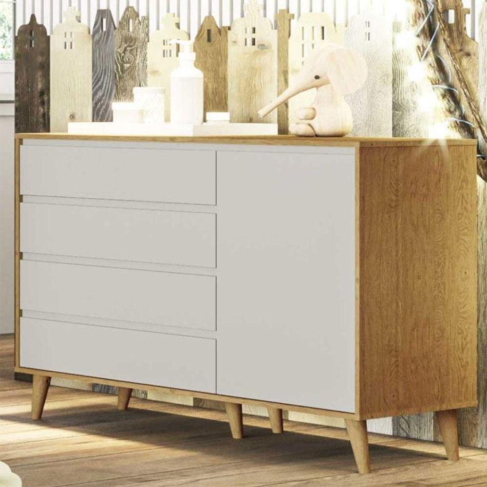 Cômoda Infantil Ambiente Gran Lorena Off White Bétula - Carolina em Oferta na Shopee