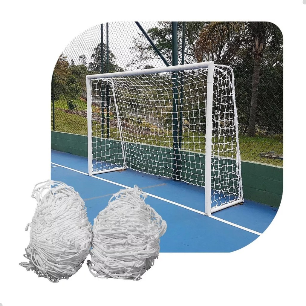 Par de Rede de Futebol Salão Quadrada Fio 4mm Seda Sports Mania