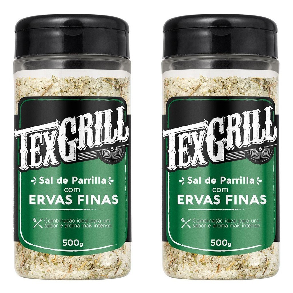Kit 2 unidades de Sal de Parrilha Ervas Finas Tempero de Carne, Costelas e Assados Texgrill  500g
