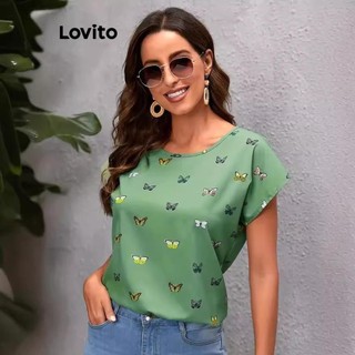 Lovito Blusa borboleta casual para mulheres LNL74374 em Oferta na Shopee