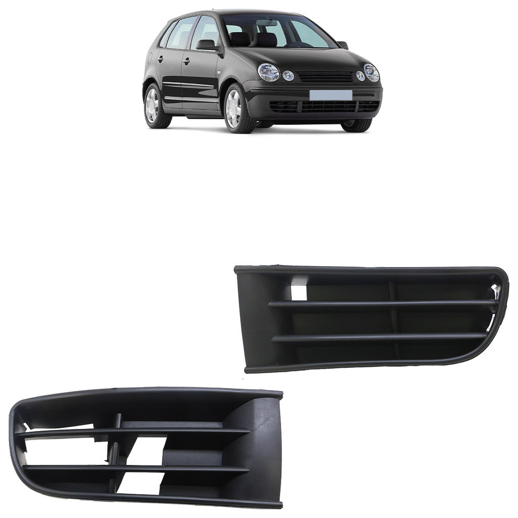 Par Moldura Grade Milha Polo 2003 2004 2005 2006 Preto Sem Furo Milha