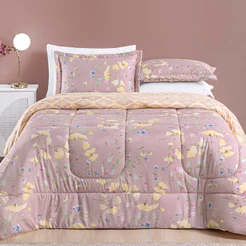 Kit Edredom 3 Peças Super King / King Size / Queen Dupla Face Com Portas Travesseiros - Estampado