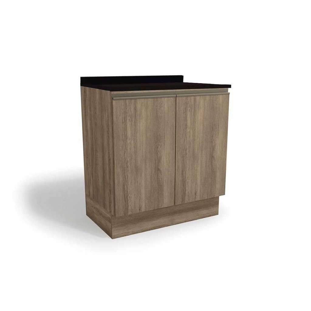 Balcão de Cozinha Maxxi G744 2 Portas c/Tampo 80cm Nogal/Preto - Kappesberg - Home & Living