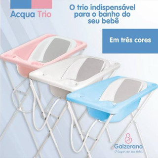 Banheira Para Bebê Galzerano Acqua Trio até 20kg Cores com Suporte