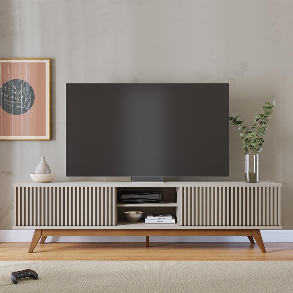 Bancada TV Decorativa Sala de Estar Queiroz Off White/Matte G73…
