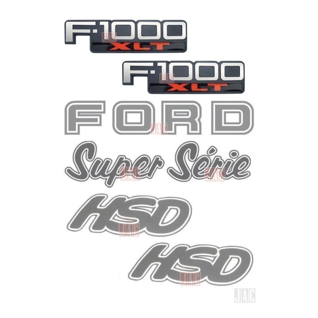 Emblemas F1000 Xlt + Ford Super Série Hsd Prata - 1996 À 98