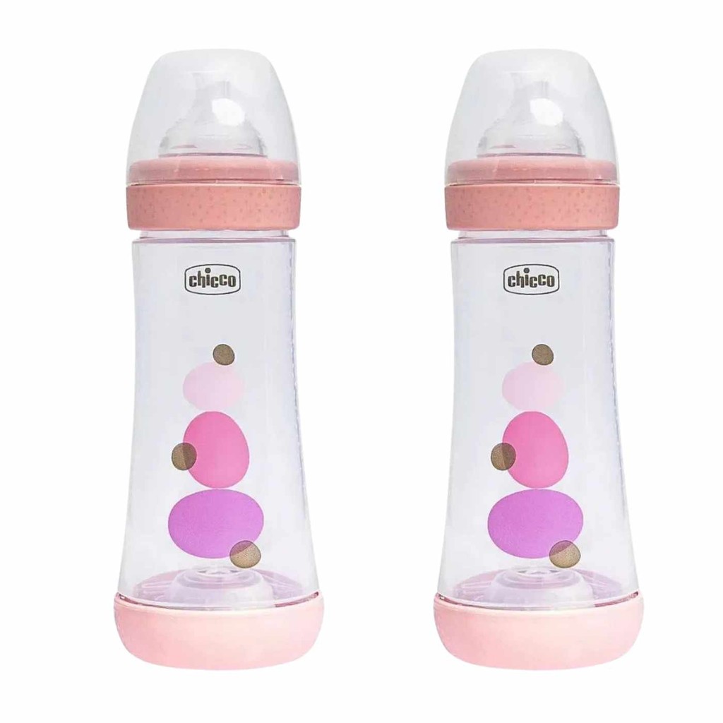 Kit 2 Mamadeiras Chicco Perfect5 Anticólica Rosa 300ml 4m+