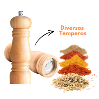 Moedor Madeira de Sal Pimenta Especiarias Manual 15 CM