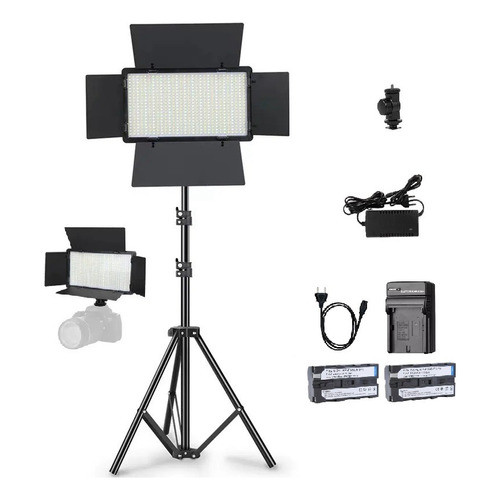 Iluminador De Led Painel U800+fonte+2bateria+carreg+tripe 2m