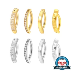 Piercing Argola Para Umbigo Titânio Pvd Clik 1 Fileira Zircônia Piercing de Umbigo Argola