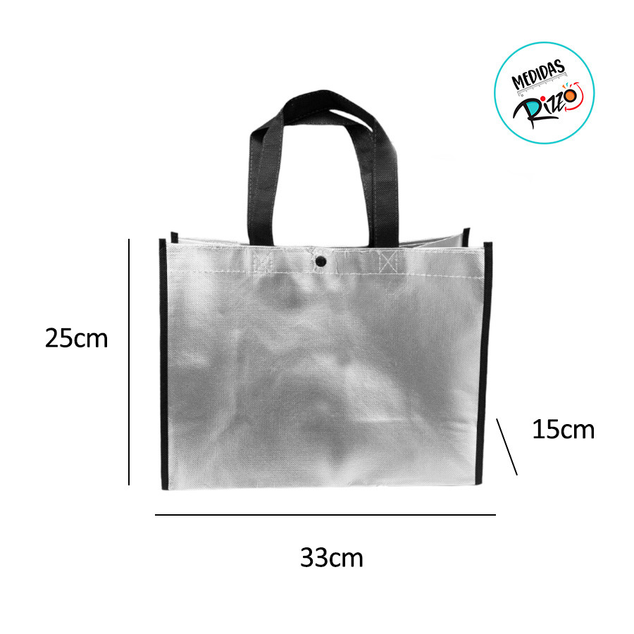 Sacola de Poliester Premium Metalizada com Botão - Dourada - 33x25x15cm - 1 unidade - Rizzo · foto 2